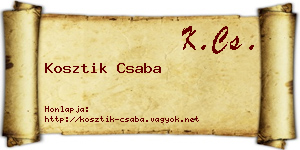 Kosztik Csaba névjegykártya